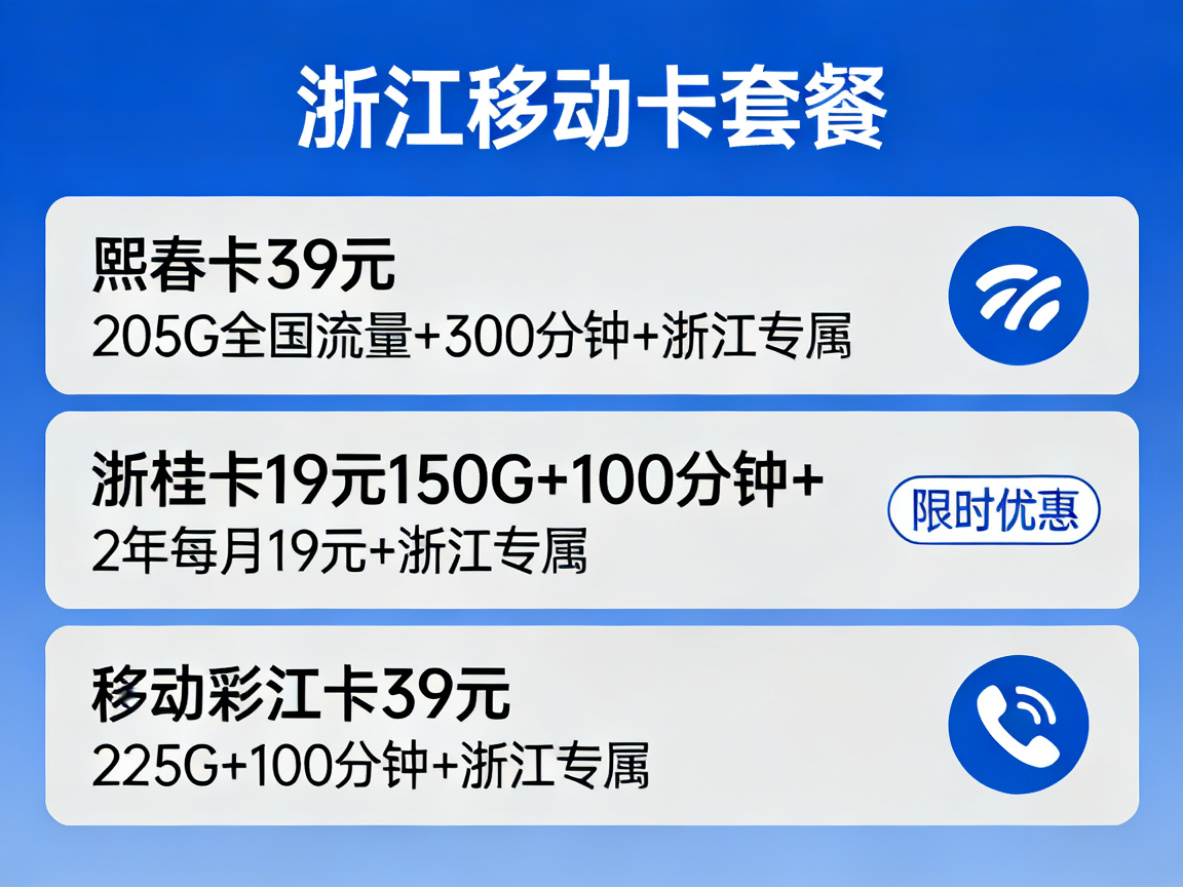 浙江移动卡套餐展示